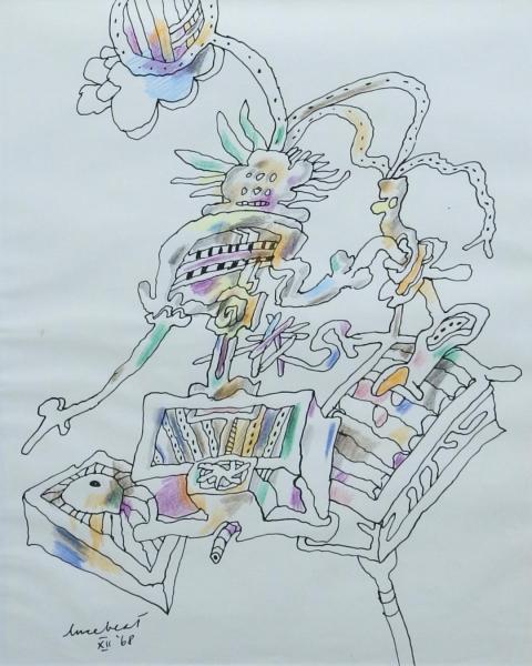 Lucebert &ndash; tekening stift en kleurpotlood